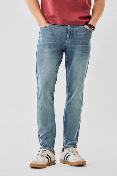 Snitch Men Slim Mid Rise Light Blue Jeans