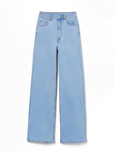 tokyofashion Women Wide Leg High Rise Dark Blue Jeans