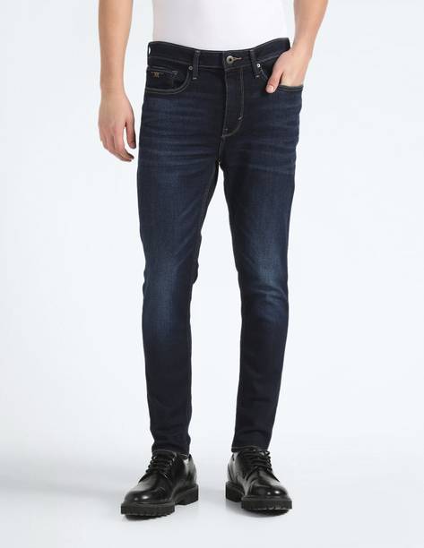 FLYING MACHINE Men Skinny Mid Rise Dark Blue Jeans
