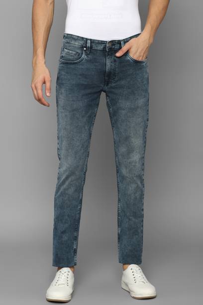 Men Slim Low Rise Dark Blue Jeans