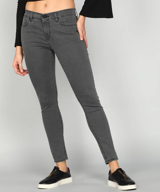 710 Women Super Skinny Mid Rise Grey Jeans