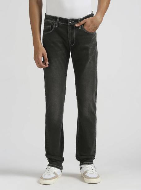 Men Slim Mid Rise Dark Grey Jeans