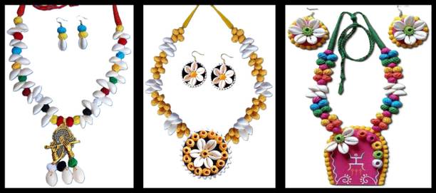 Sanj Fabric, Terracotta, Paper Multicolor, Multicolor Jewellery Set