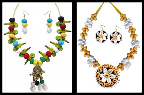 Sanj Fabric, Terracotta, Paper Multicolor, Multicolor Jewellery Set