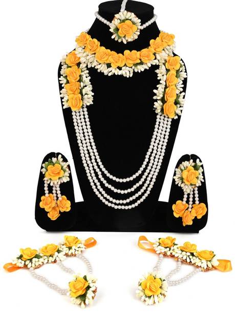 Alampata Fabric Yellow Jewellery Set