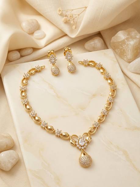Brass, Copper Gold-plated Gold Jewel Set
