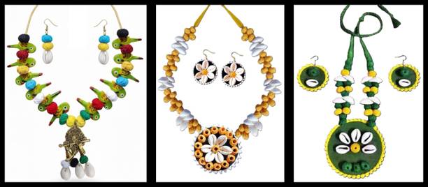 Sanj Fabric, Terracotta, Paper Multicolor, Multicolor Jewellery Set
