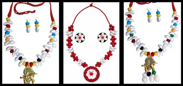 Sanj Fabric, Terracotta, Paper Multicolor, Multicolor Jewellery Set