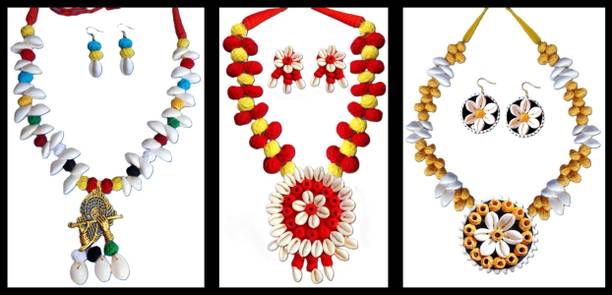 Sanj Fabric, Terracotta, Paper Multicolor, Multicolor Jewellery Set