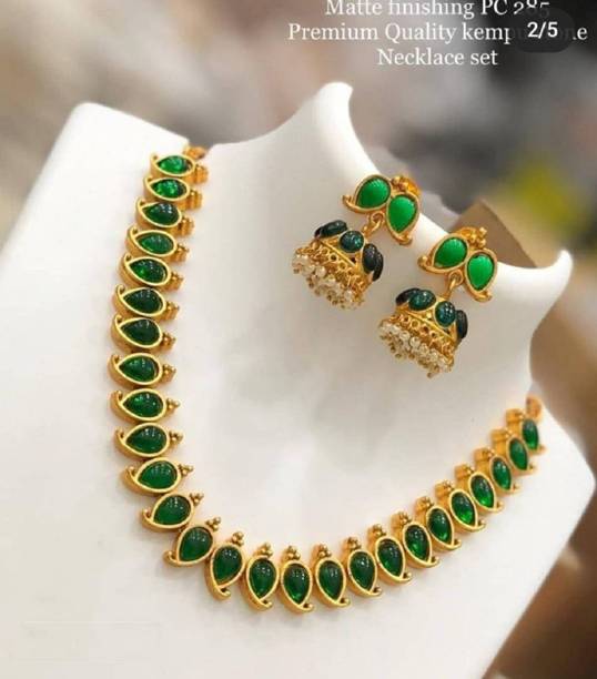 Alloy Gold-plated Green, Gold Jewel Set
