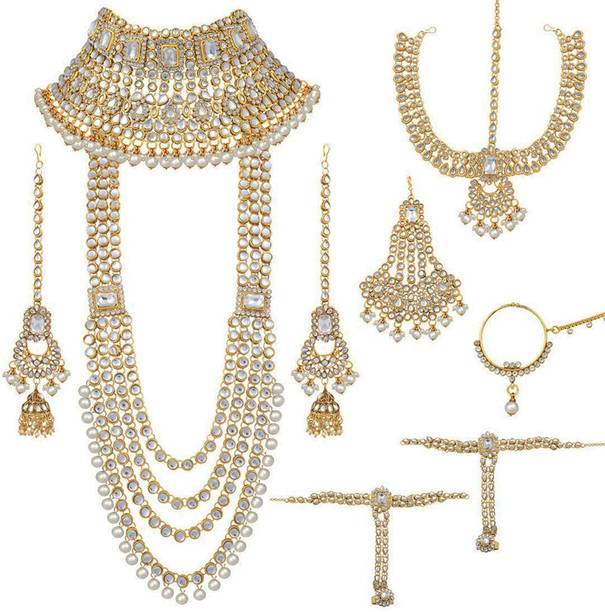 ICONIC DEEVA Alloy Gold-plated Silver Jewellery Set