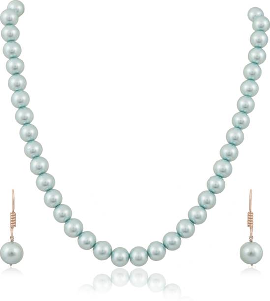 Ratnavali Jewels Mother of Pearl Blue Jewellery Set