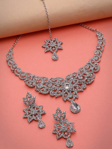 Sukkhi Alloy Rhodium Silver Jewellery Set