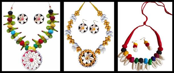 Sanj Fabric, Terracotta, Paper Multicolor, Multicolor Jewellery Set