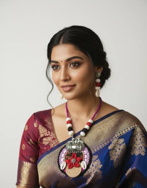 Arna Group Shell, Fabric, Oxidised Silver, Dori, Jute, Paper Multicolor Jewellery Set