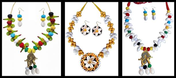 Sanj Fabric, Terracotta, Paper Multicolor, Multicolor Jewellery Set