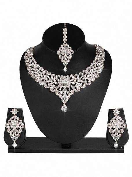 Alloy Rhodium Silver Jewel Set
