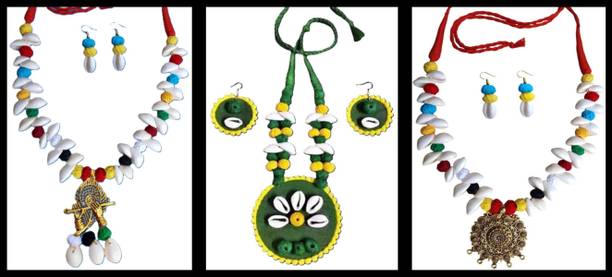 Sanj Fabric, Terracotta, Paper Multicolor, Multicolor Jewellery Set