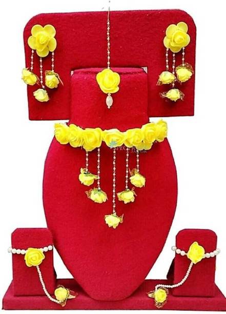 pasu fashion Fabric, Rubber, Leather, Paper Yellow Jewellery Set