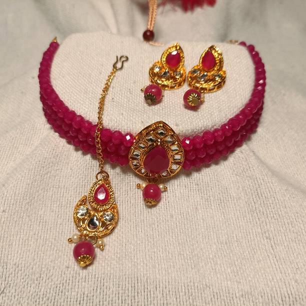 JAI MAA SIKRI Plastic Pink Jewellery Set