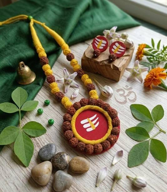 Arna Group Fabric, Dori, Jute, Paper Red, Yellow Jewellery Set