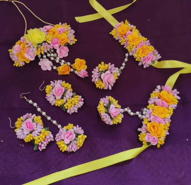 Paladiya Krafts Fabric, Paper Multicolor Jewellery Set