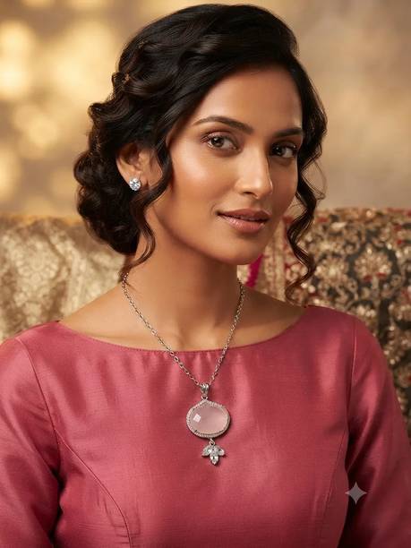 Stone Silver Pink Jewel Set