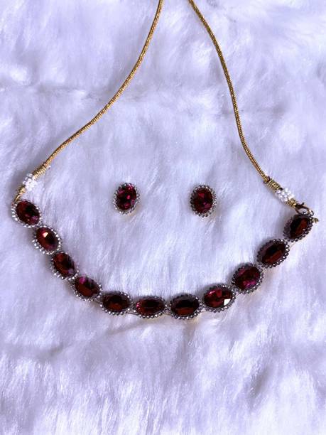 Aishwarya chaubey Brass Brass Red Jewellery Set