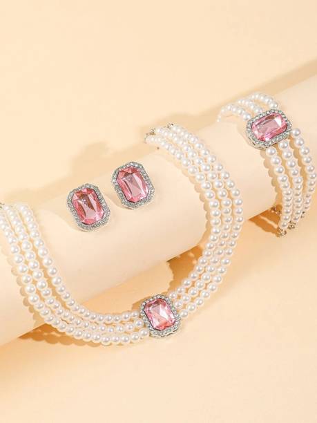 Alloy Pink Jewel Set