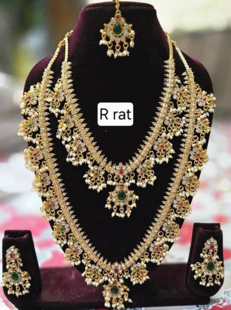 Metal Gold-plated Multicolor Jewel Set
