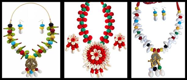 Sanj Fabric, Terracotta, Paper Multicolor, Multicolor Jewellery Set