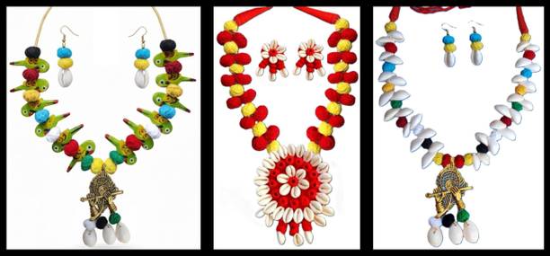 Sanj Fabric, Terracotta, Paper Multicolor, Multicolor Jewellery Set