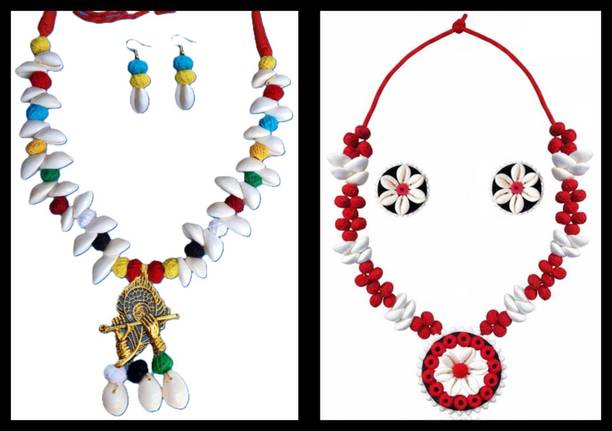 Sanj Fabric, Terracotta, Paper Multicolor, Multicolor Jewellery Set