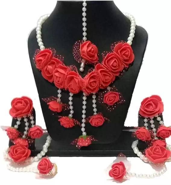 RAJASTHANI GAHANA Paper Red, White Jewellery Set