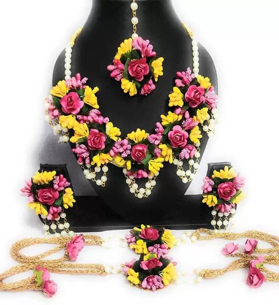 Paladiya Krafts Fabric, Paper Multicolor Jewellery Set