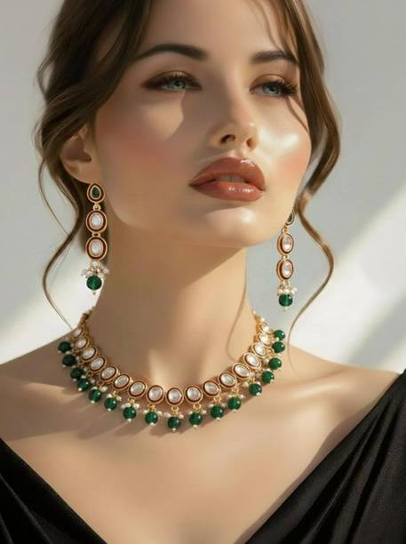 Brass Brass Green Jewel Set