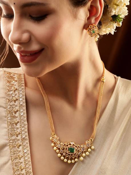 rubans brass gold plated gold jewellery set