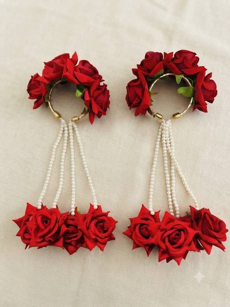 PIHU COLLECTION Fabric Red Jewellery Set