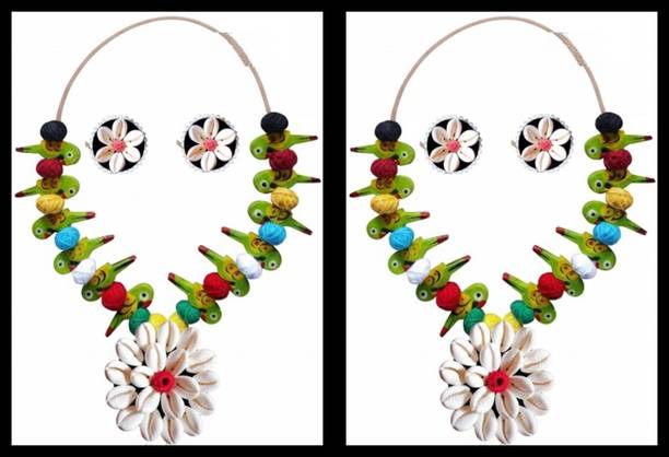 Sanj Fabric, Terracotta, Paper Multicolor, Multicolor Jewellery Set