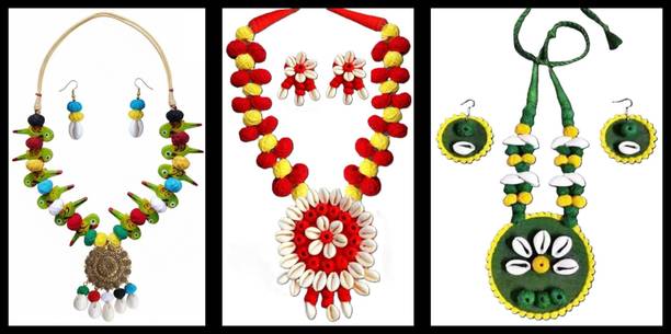 Sanj Fabric, Terracotta, Paper Multicolor, Multicolor Jewellery Set
