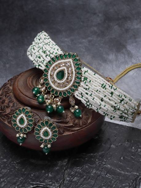Sukkhi Alloy Gold-plated Green Jewellery Set