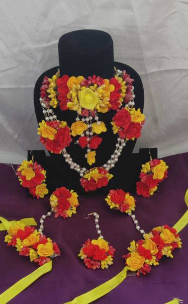 ringzinnie Fabric, Paper Red, Yellow Jewellery Set