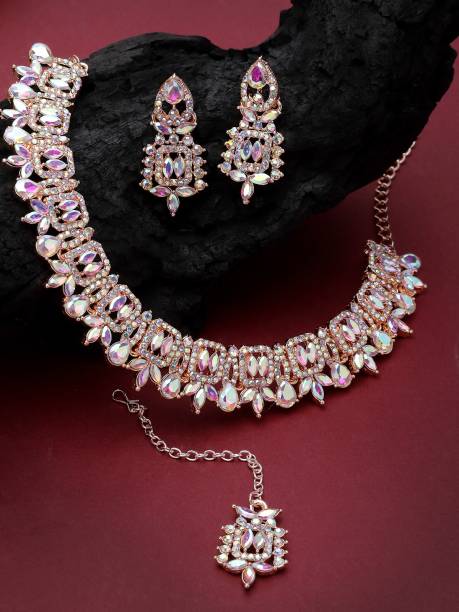 Sukkhi Alloy Copper Rose Gold Jewellery Set