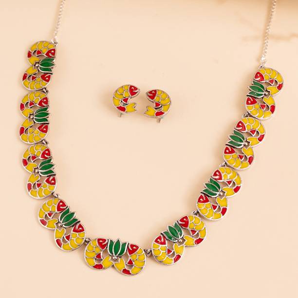 Brass Silver Multicolor Jewel Set