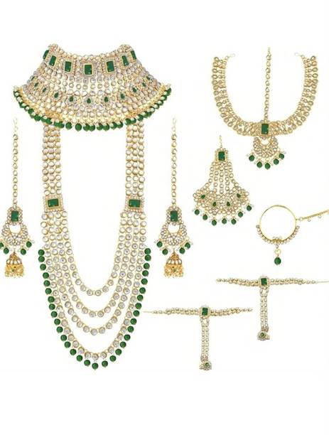 ICONIC DEEVA Alloy Gold-plated Green Jewellery Set