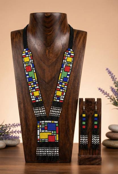 Glass Brass Black, Yellow, Red, Blue, Multicolor Jewel Set