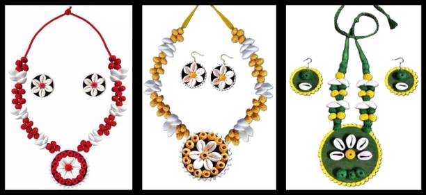 Sanj Fabric, Terracotta, Paper Multicolor, Multicolor Jewellery Set