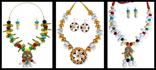 Sanj Fabric, Terracotta, Paper Multicolor, Multicolor Jewellery Set