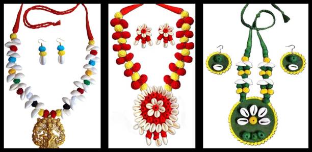 Sanj Fabric, Terracotta, Paper Multicolor, Multicolor Jewellery Set