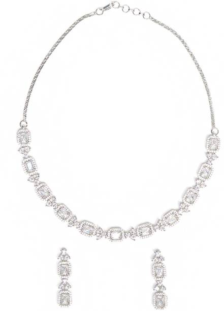 Brass Rhodium Silver Jewel Set